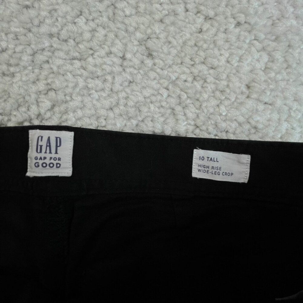 Gap High Rise Wide Leg Chino Crop Black Womens 10 Tall NEW - Picture 5 of 13